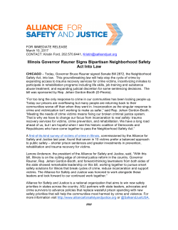 Illinois Governor Rauner Signs Bipartisan Neighborhood Safety Act