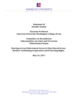 Statement of Jennifer Daskal Associate Professor