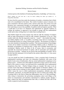 Quantum Writing: Literature and the World of