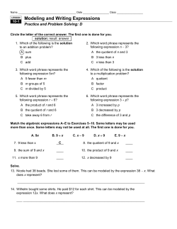 Modeling and Writing Expressions