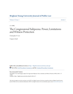 The Congressional Subpeona: Power