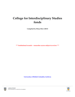 College for Interdisciplinary Studies fonds