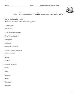 Binder Section: Current Unit 1 Short Story Elements and &ldquo;Cask of
