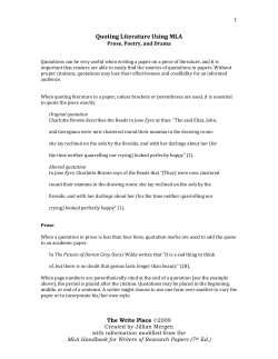 Quoting Literature Using MLA