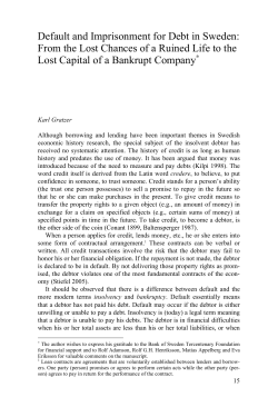 Default and Imprisonment for Debt in Sweden: From the Lost