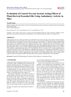 Evaluation of Central Nervous System Acting Effects of Plant