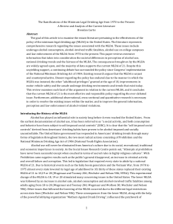 The Ramifications of the Minimum Legal Drinking Age from 1970 to