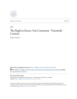The Right to Know: Fair Comment - Twentieth