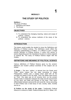 the study of politics - University of Mumbai