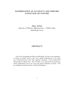 MATHEMATICS AS AN EXACT AND PRECISE LANGUAGE OF