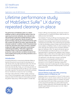 Lifetime performance study of MabSelect SuRe&trade; LX during