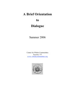 A Brief Orientation to Dialogue