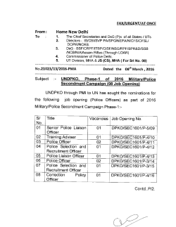 UNDPKO, Phase-1 of 2016 Military/Police Secondment Campaign