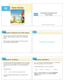 Parametric Surfaces Parametric Surfaces Parametric Surfaces