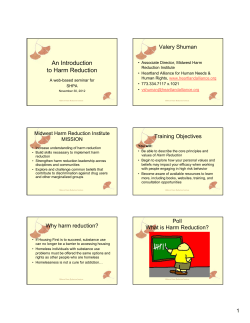 An Introduction to Harm Reduction - Supportive Housing Providers