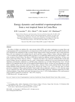Energy dynamics and modeled evapotranspiration from a wet