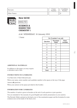 CHEMISTRY 1 - Ysgol John Bright