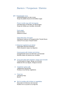 Starters / Vorspeisen / Entr&eacute;es