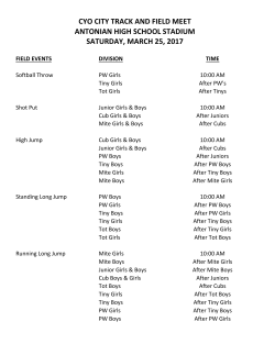 City Track Meet Schedule of Events