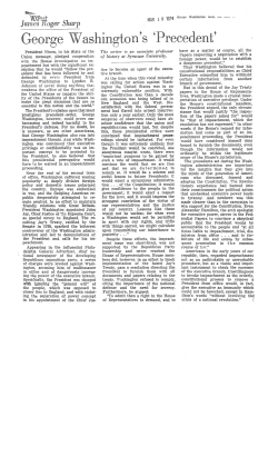 George Washington`s `Precedent`