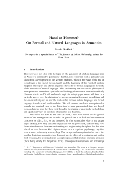 Hand or Hammer? On Formal and Natural Languages in Semantics