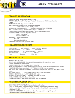 sodium hypochlorite product information hazardous ingredients