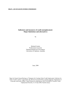 Indicators and measures of youth unemployment