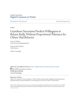 Grandiose Narcissism Predicts Willingness to Behave Badly