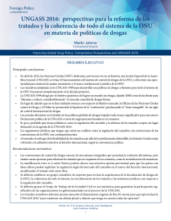 UNGASS 2016: perspectivas para la reforma de los tratados y la