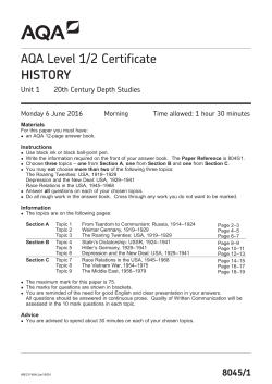Level 1/2 Certificate History Question paper Paper 1 - 20th
