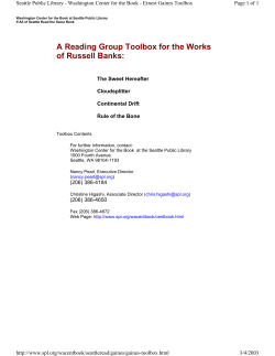 A Reading Group Toolbox for the Works of Russell Banks: