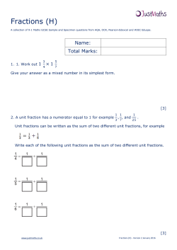 Number &ndash; H &ndash; Fractions v2