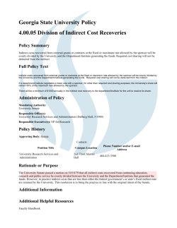 Georgia State University Policy 4.00.05 Division of Indirect Cost