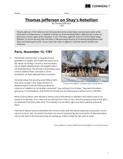 Thomas Jefferson on Shay`s Rebellion