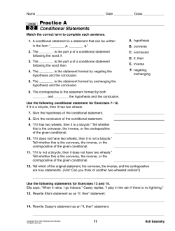 2-2 Practice A Conditional Statements