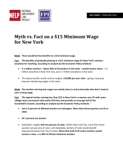 Myth vs. Fact on a $15 Minimum Wage for New York