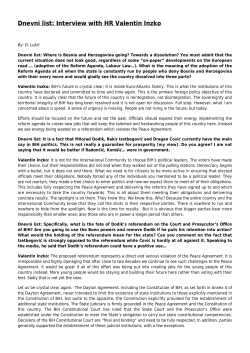 Dnevni list: Interview with HR Valentin Inzko