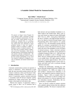 A Scalable Global Model for Summarization