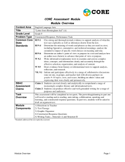 CORE Assessment Module Module Overview