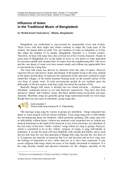 Influence of Islam in the Traditional Music of Bangladesh