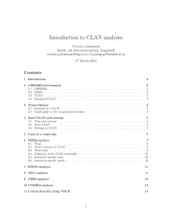 Introduction to CLAN analyses - Humanities Lab, Lund University