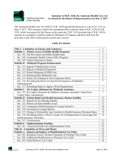 Summary of HR 1628, the American Health Care Act As