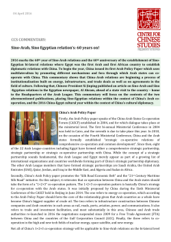 Sino-Arab, Sino Egyptian relation`s: 60 years on! CCS COMMENTARY
