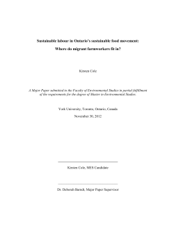 Sustainable labour in Ontario`s sustainable food movement: Where