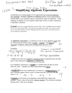 Simplifying Algebraic Expressions