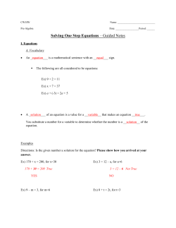 Solving One Step Equations &ndash; Guided Notes