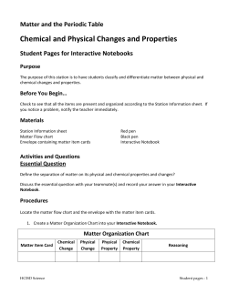 Chemical and Physical Changes and Properties