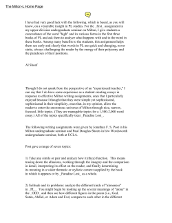 Milton Assignments, from the Milton