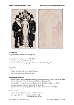 Gurlitt Provenance Research Project Object record excerpt for Lost