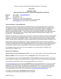 AP/ECON 1910 M Macroeconomics for Citizens: Government Hands